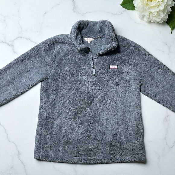 Simply Southern Womens Size M Sherpa Fleece Pullover Gray 1/4 Zip Mock Neck - Picture 1 of 3